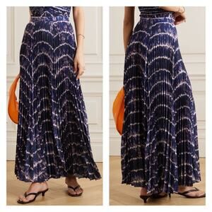 Altuzarra Sif  Printed Crepe Pleated Maxi Skirt In Berry Blue Size 14